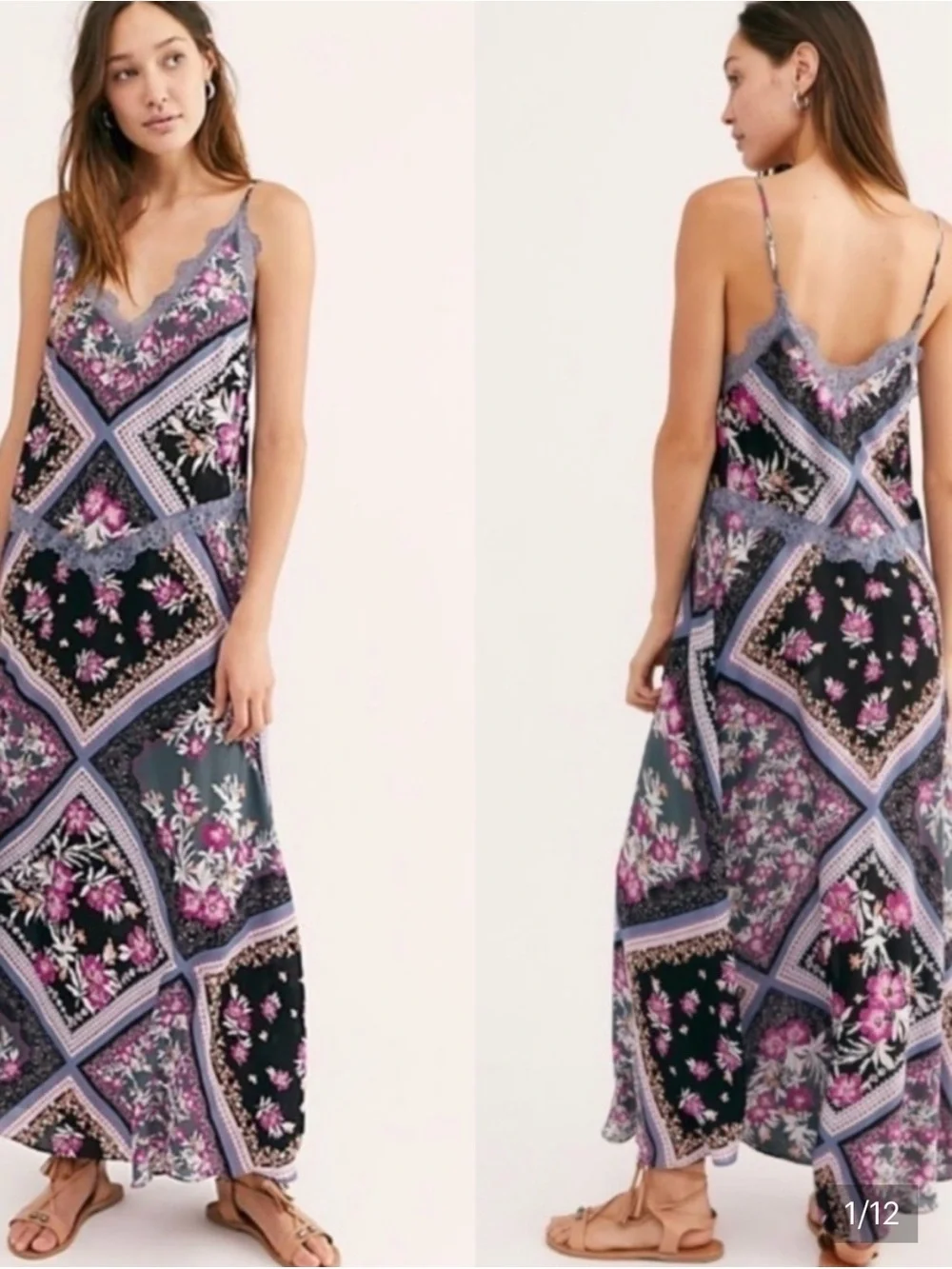 Free People Stevie Floral Lace Trim Maxi Dress Small
